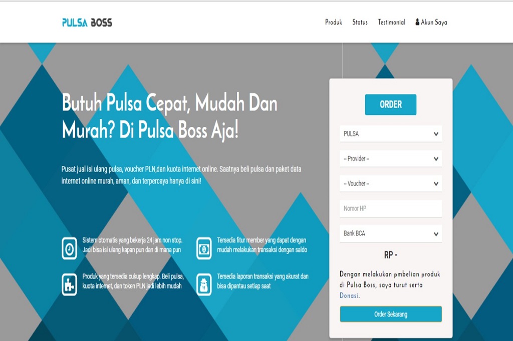 PULSA BOSS, TEMPAT BELI PULSA ONLINE SEKALIGUS BERDONASI 24 JAM