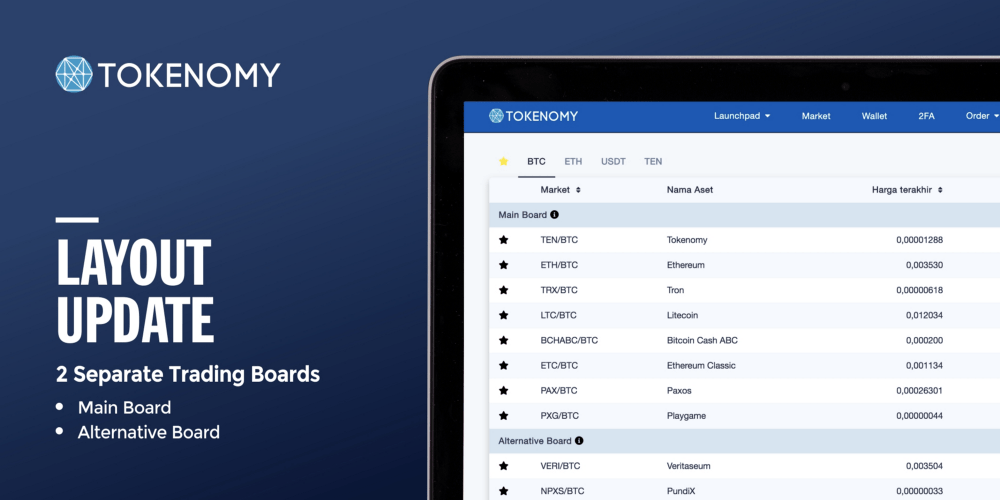 layout di tokenomy exchange