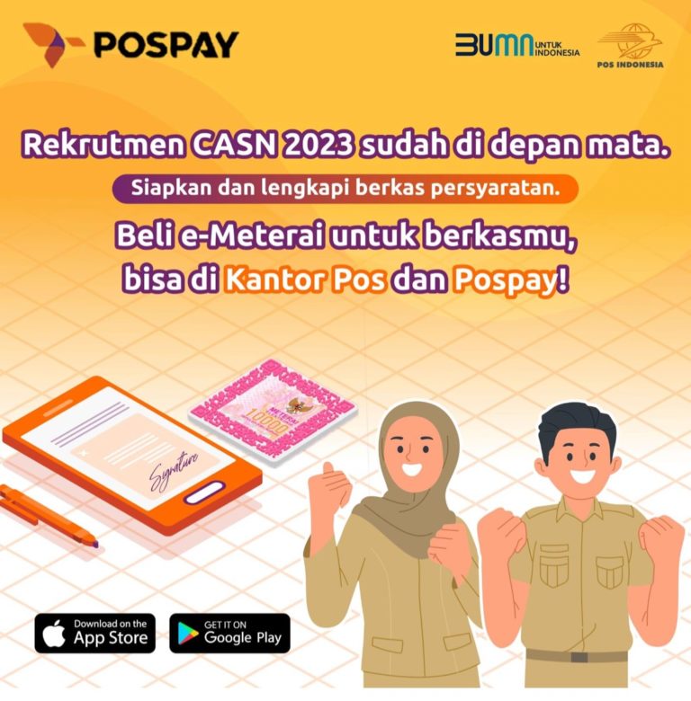 Pembelian e-Materai CASN 2023, Lebih Mudah di Kantor Pos dan Pospay